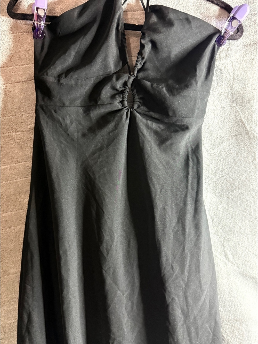 Victoria’s Secret Black Cutout Maxi Dress Gold VS Hardware Strappy Back NWOT